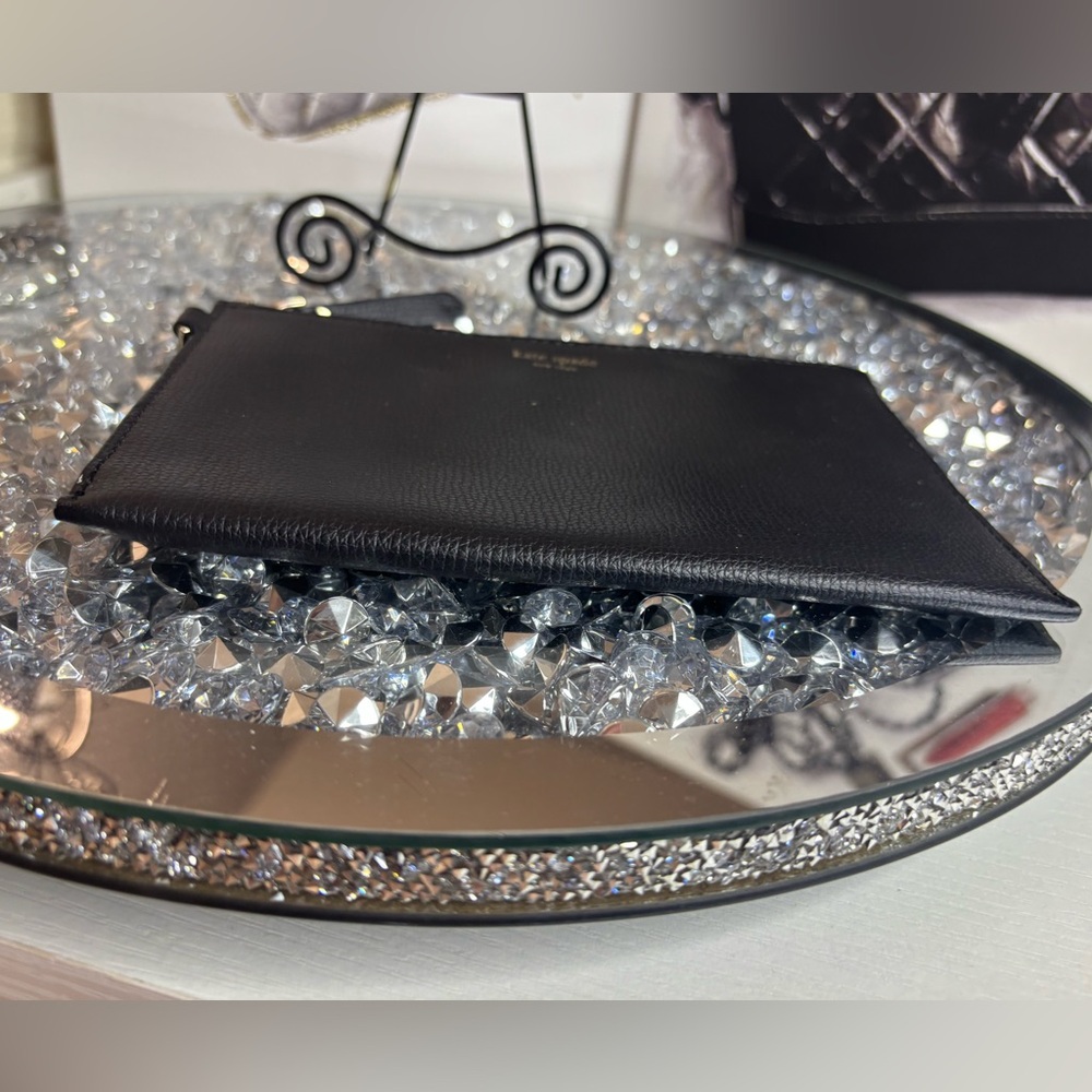 kate spade black leather wristlet pouch - Picture 7 of 10